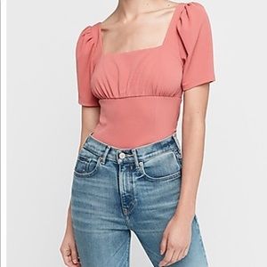 Express Square Neck Short Sleeve Seamed Top Size XL